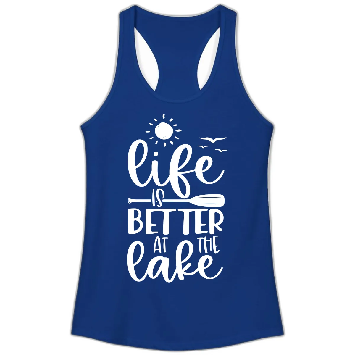 Life Is Better At The Lake Design Ladies Tank in Solid Royal