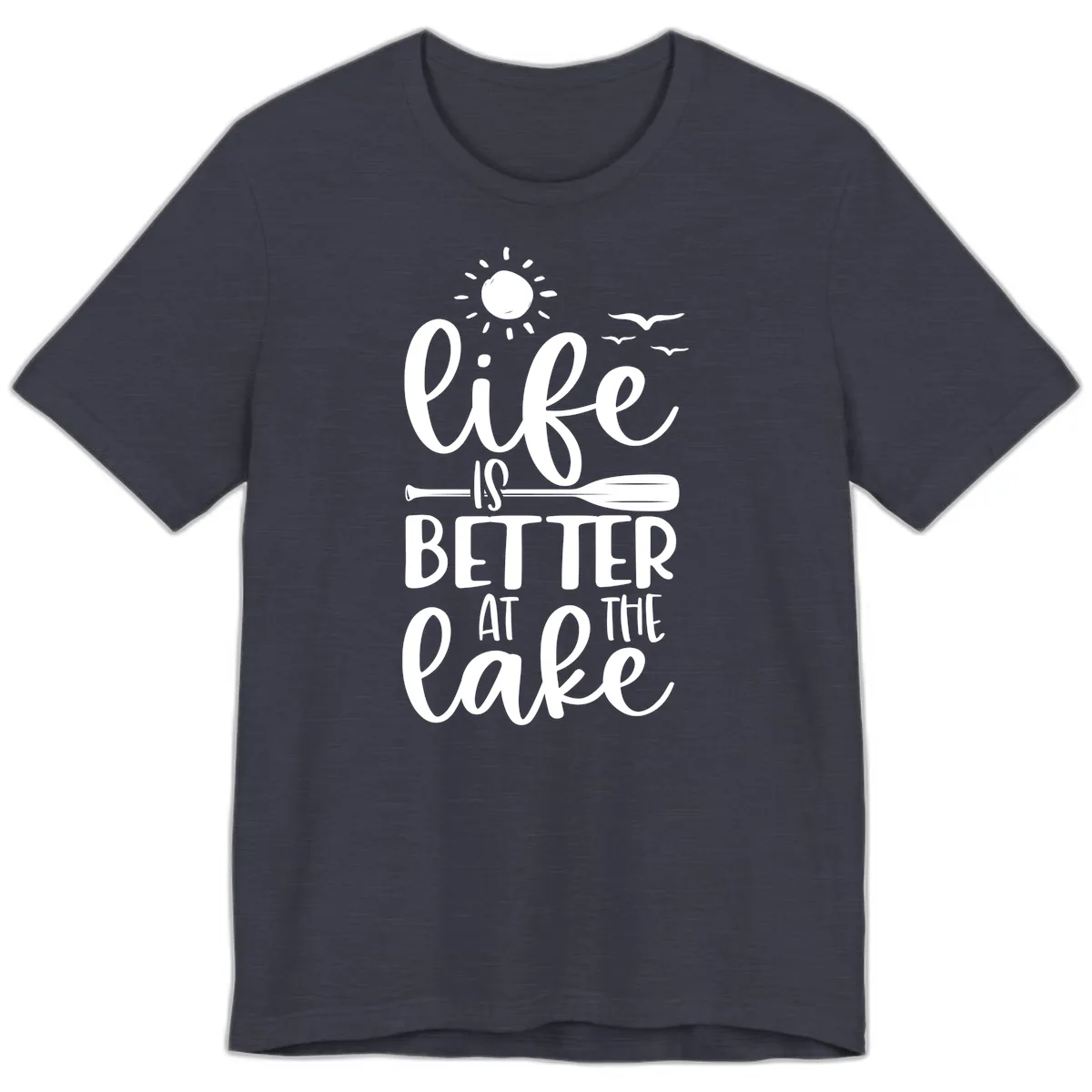 Life Is Better At The Lake Design Premium T-Shirt in Heather Midnight Navy