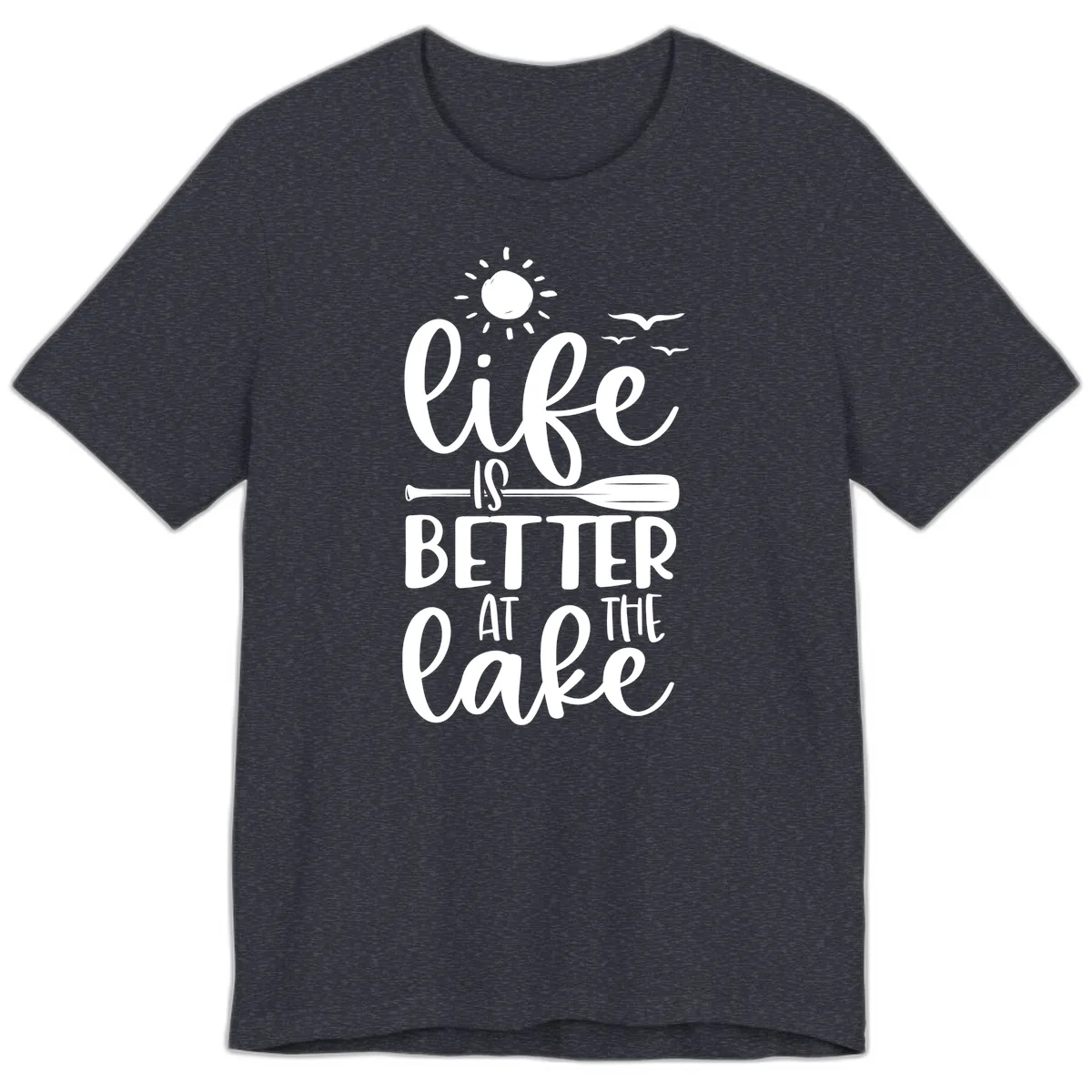 Life Is Better At The Lake Design Premium T-Shirt in Heather Navy
