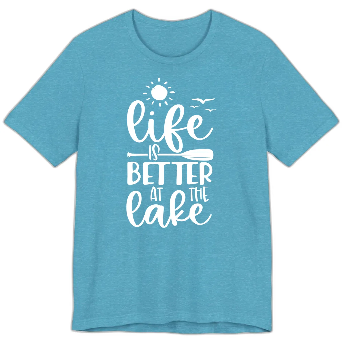 Life Is Better At The Lake Design Premium T-Shirt in Heather Aqua