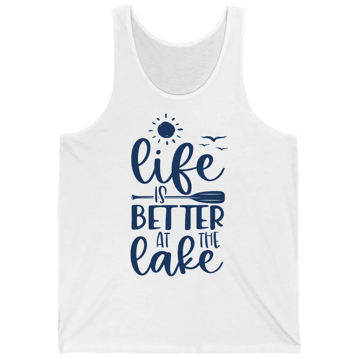 Life Is Better At The Lake Design Tank in White