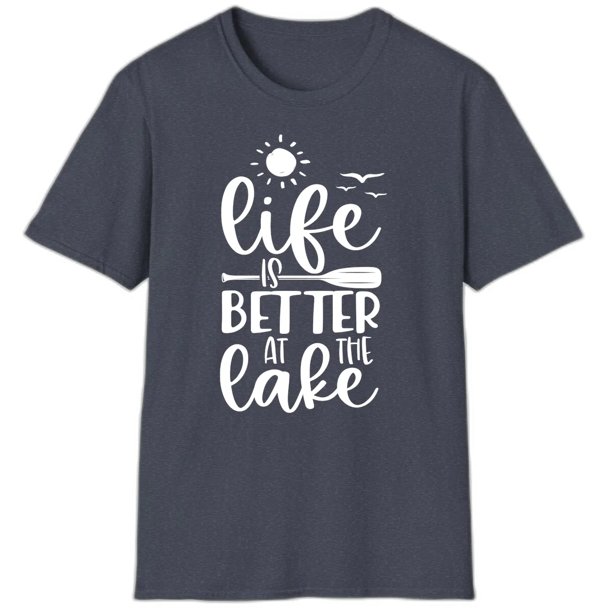 Life Is Better At The Lake Design T-Shirt in Heather Navy