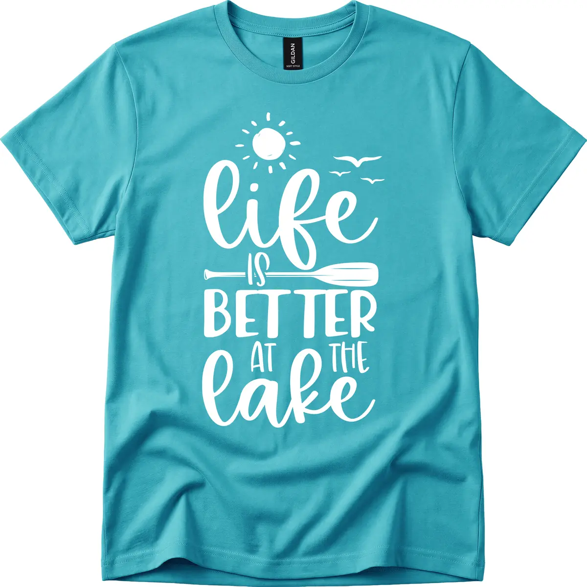 Life Is Better At The Lake Design T-Shirt in Tropical Blue