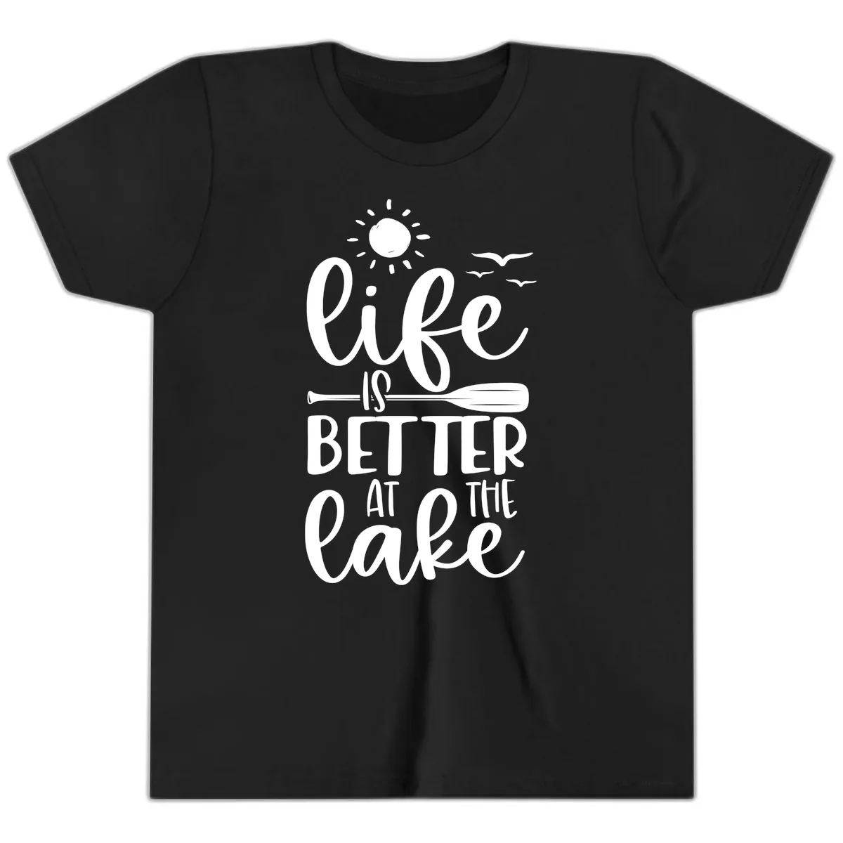 Life Is Better At The Lake Design Youth T-Shirt in Black
