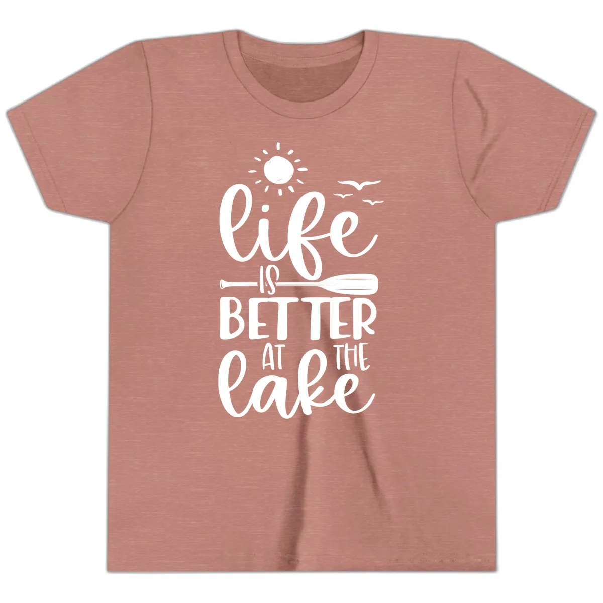 Life Is Better At The Lake Design Youth T-Shirt in Heather Mauve