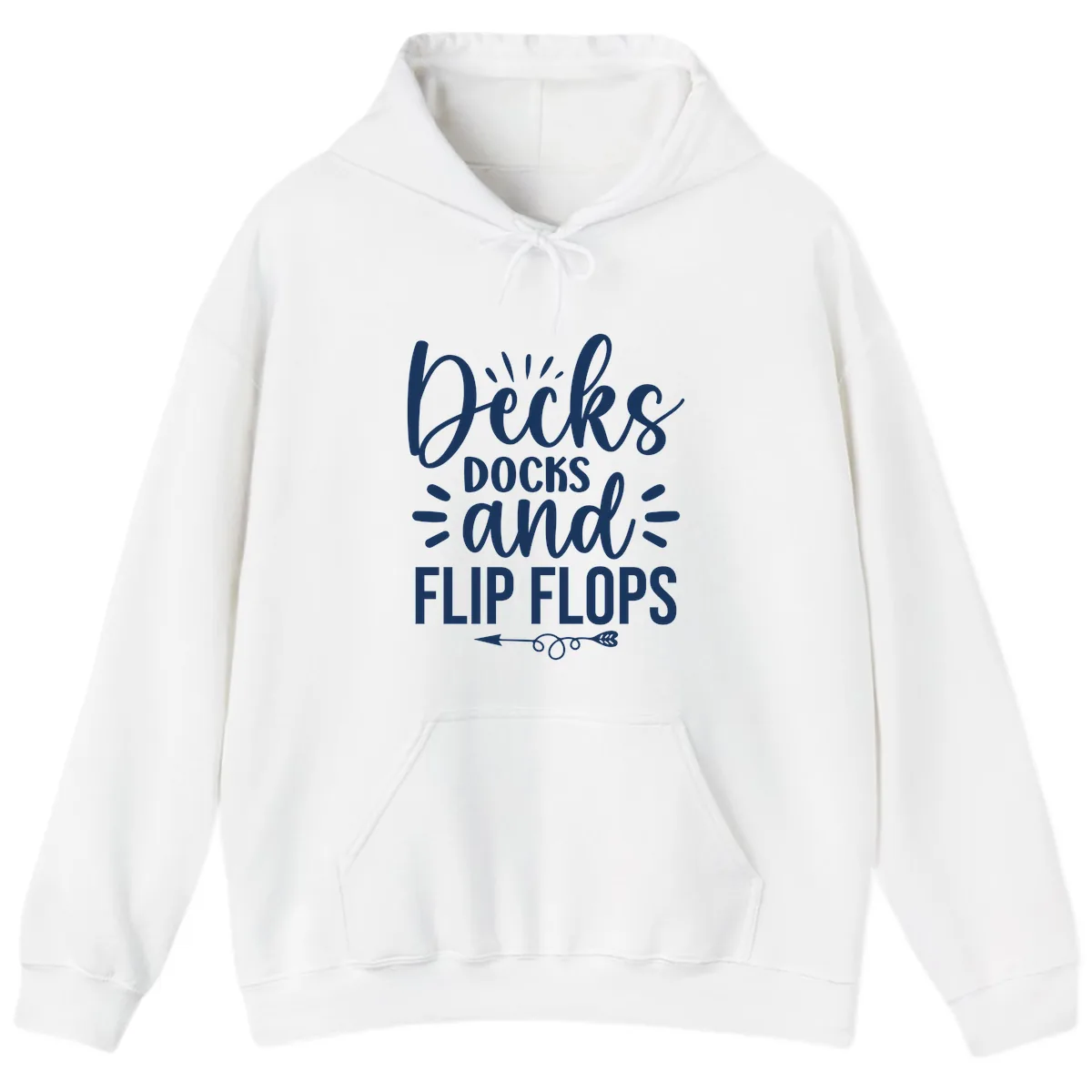 Decks Docks and Flip Flops Design Hoodie in White