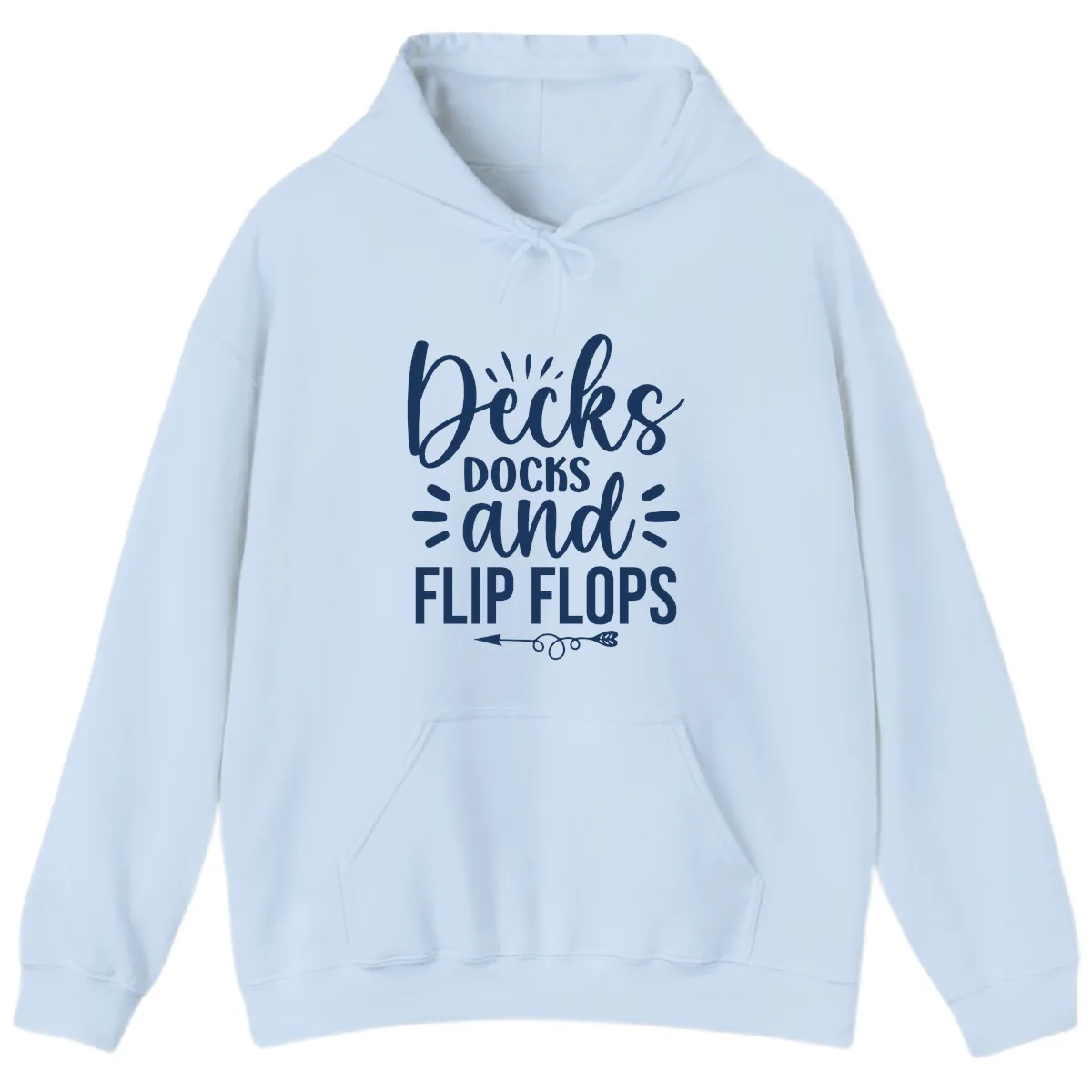 Decks Docks and Flip Flops Design Hoodie in Light Blue