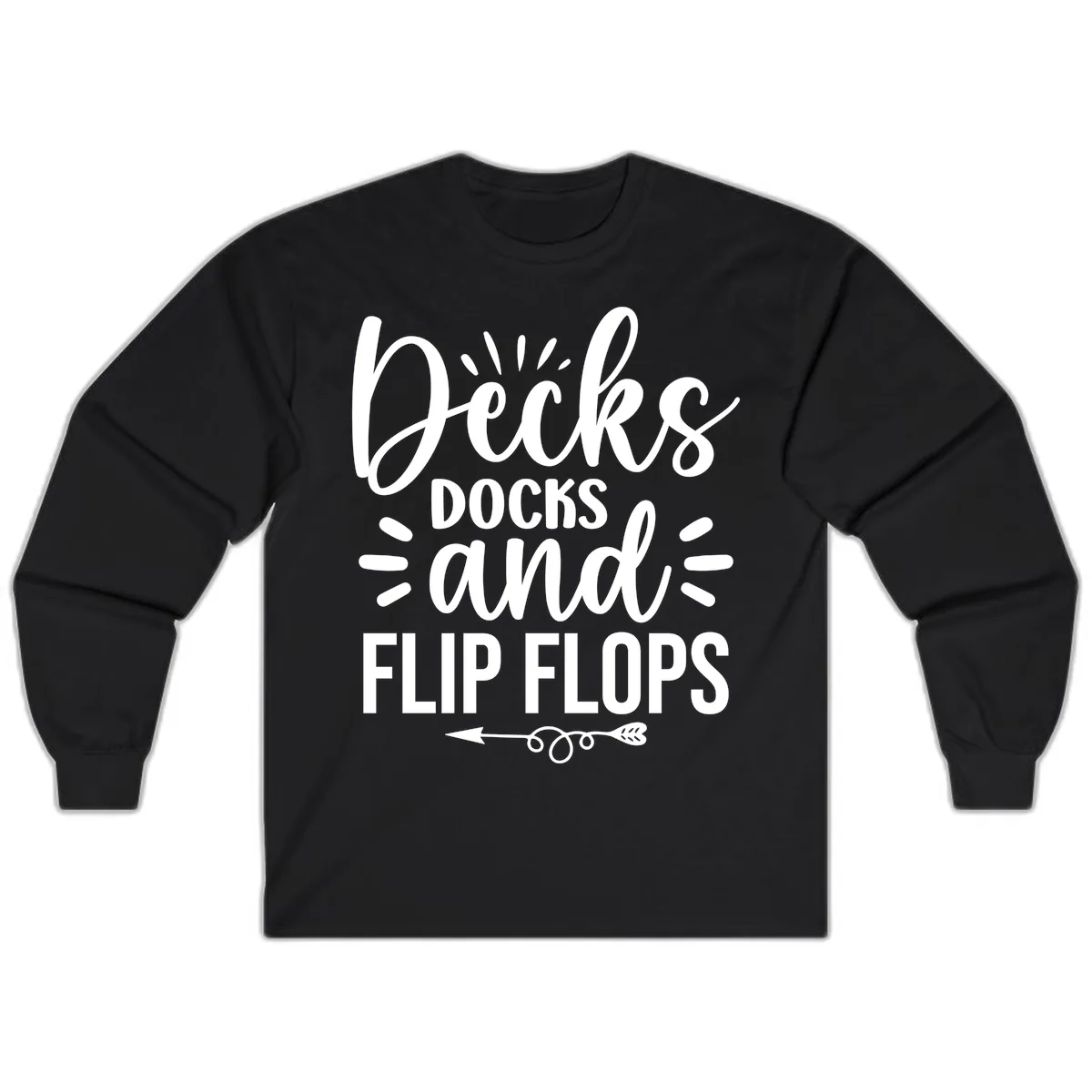 Decks Docks and Flip Flops Design Long Sleeve in Black