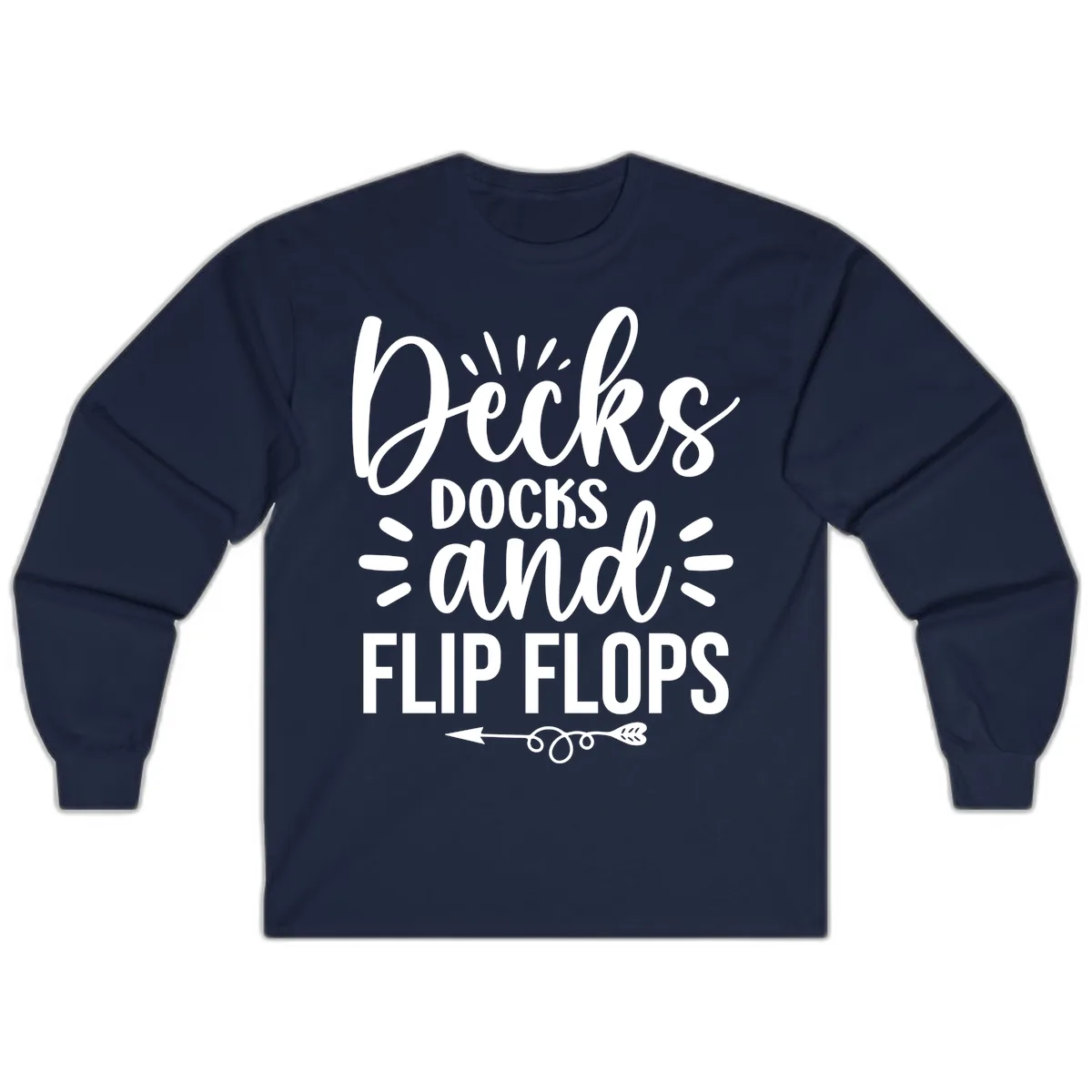 Decks Docks and Flip Flops Design Long Sleeve in Navy