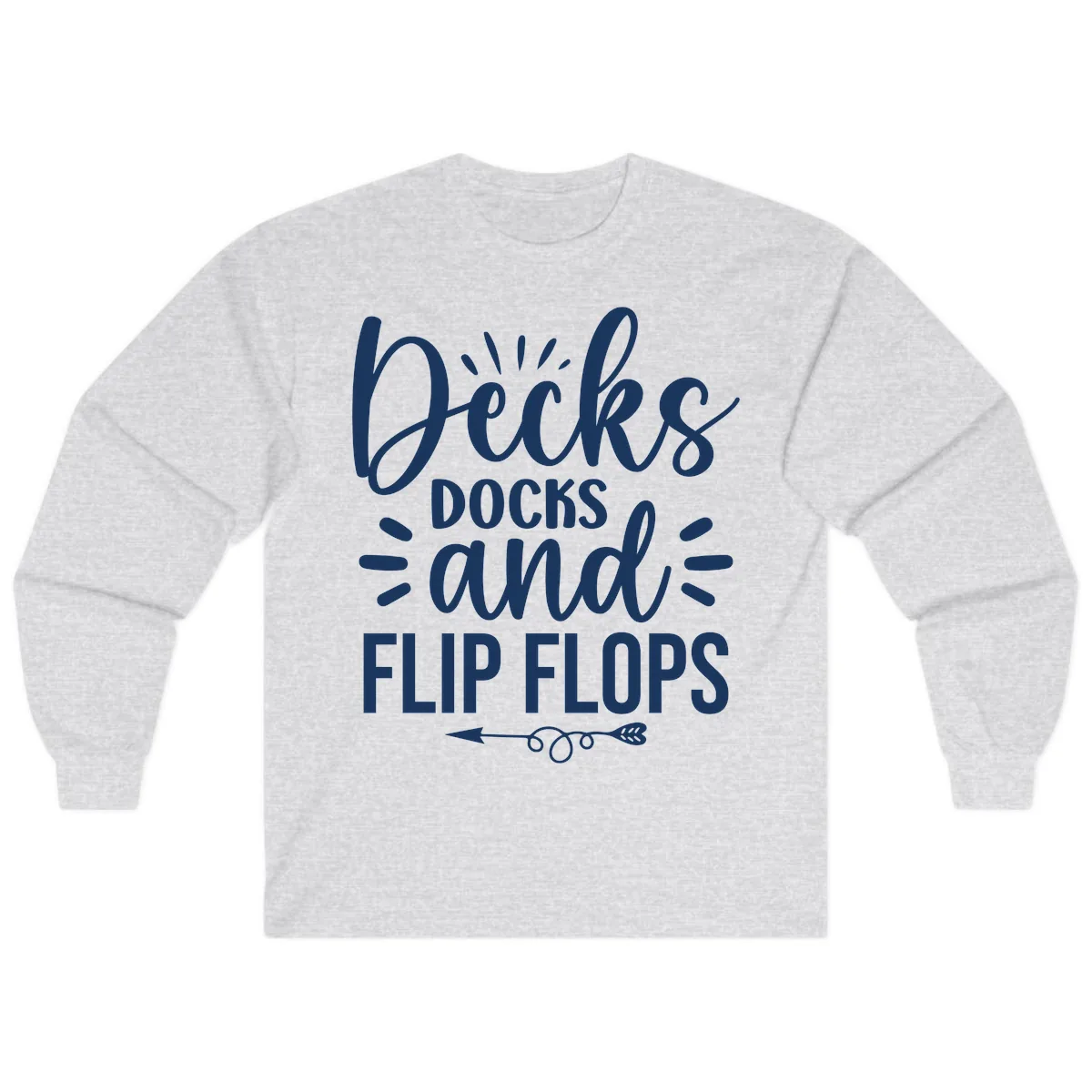 Decks Docks and Flip Flops Design Long Sleeve in Ash