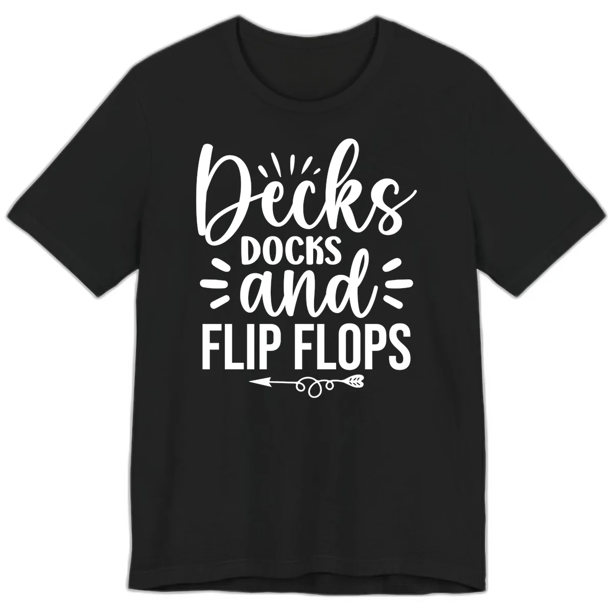 Decks Docks and Flip Flops Design Premium T-Shirt in Black