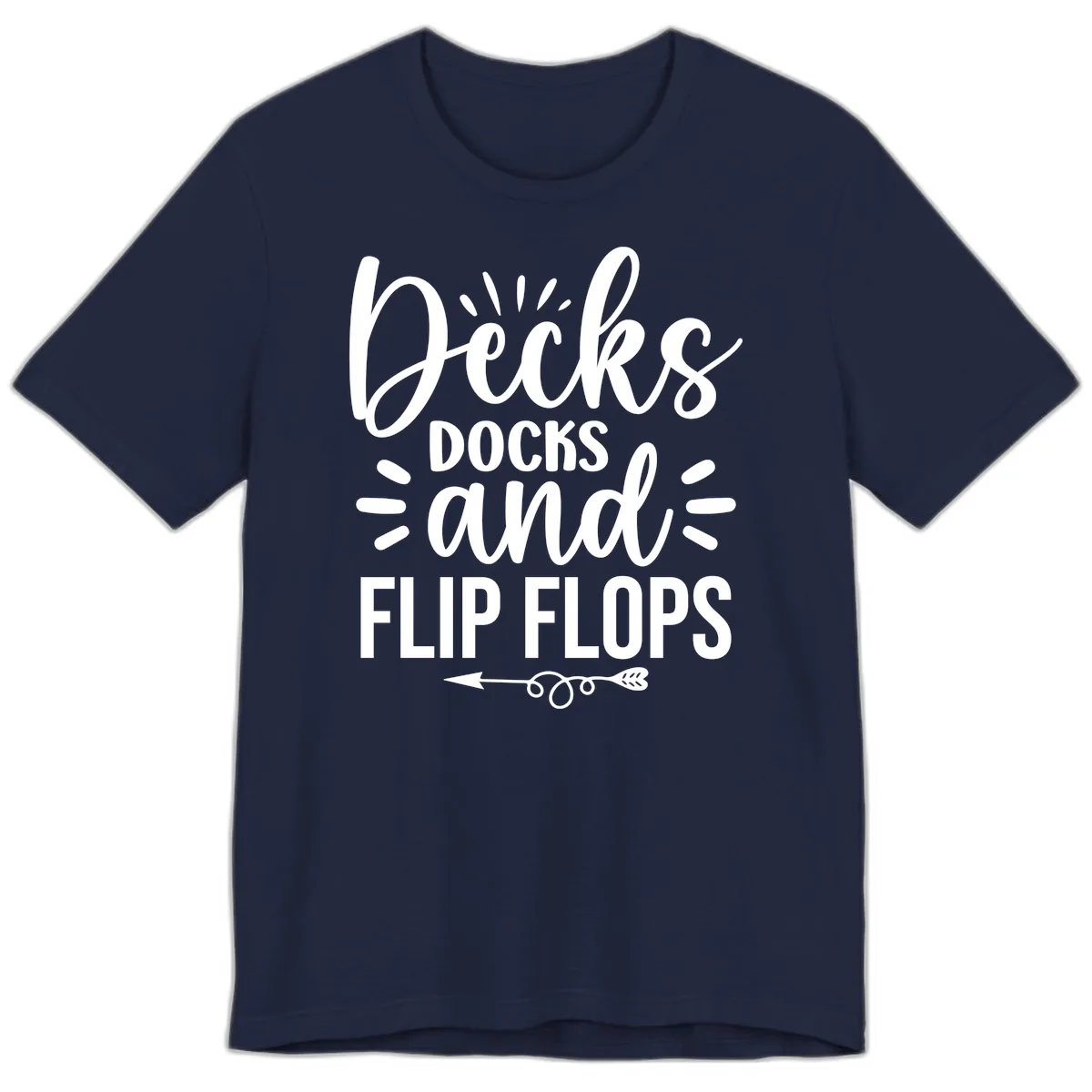 Decks Docks and Flip Flops Design Premium T-Shirt in Navy