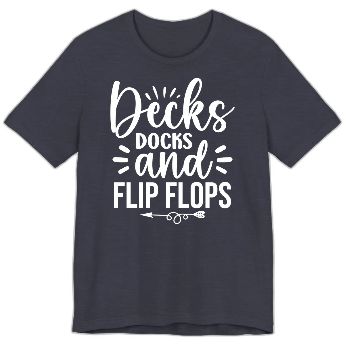 Decks Docks and Flip Flops Design Premium T-Shirt in Heather Midnight Navy