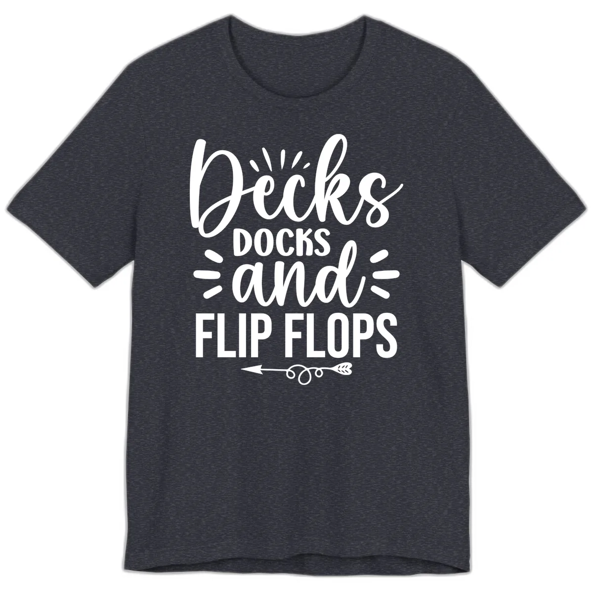 Decks Docks and Flip Flops Design Premium T-Shirt in Heather Navy