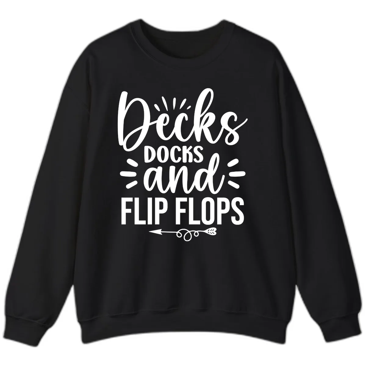 Decks Docks and Flip Flops Design Sweatshirt in Black