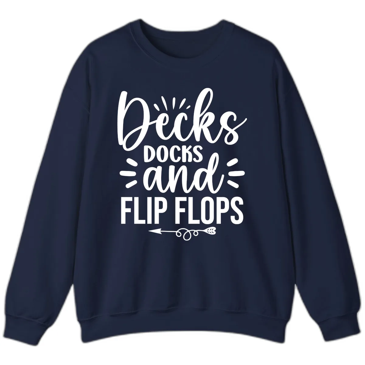 Decks Docks and Flip Flops Design Sweatshirt in Navy