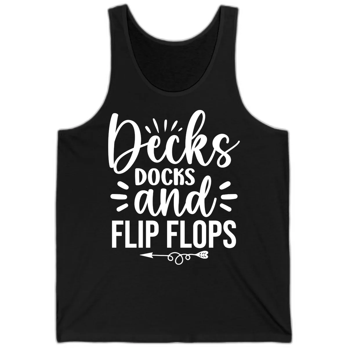 Decks Docks and Flip Flops Design Tank in Black