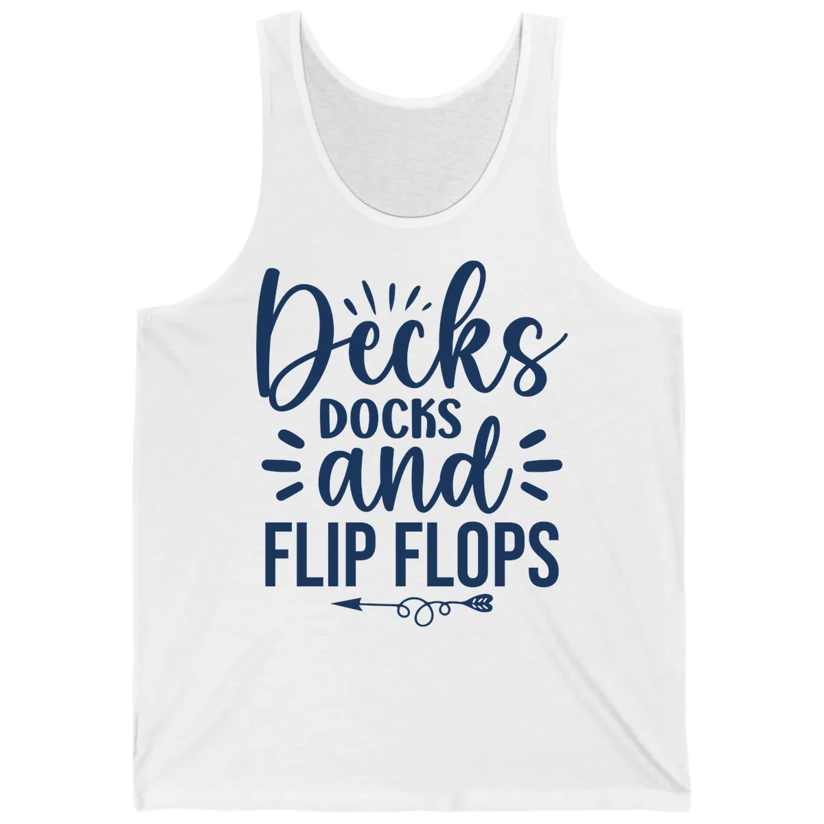 Decks Docks and Flip Flops Design Tank in White