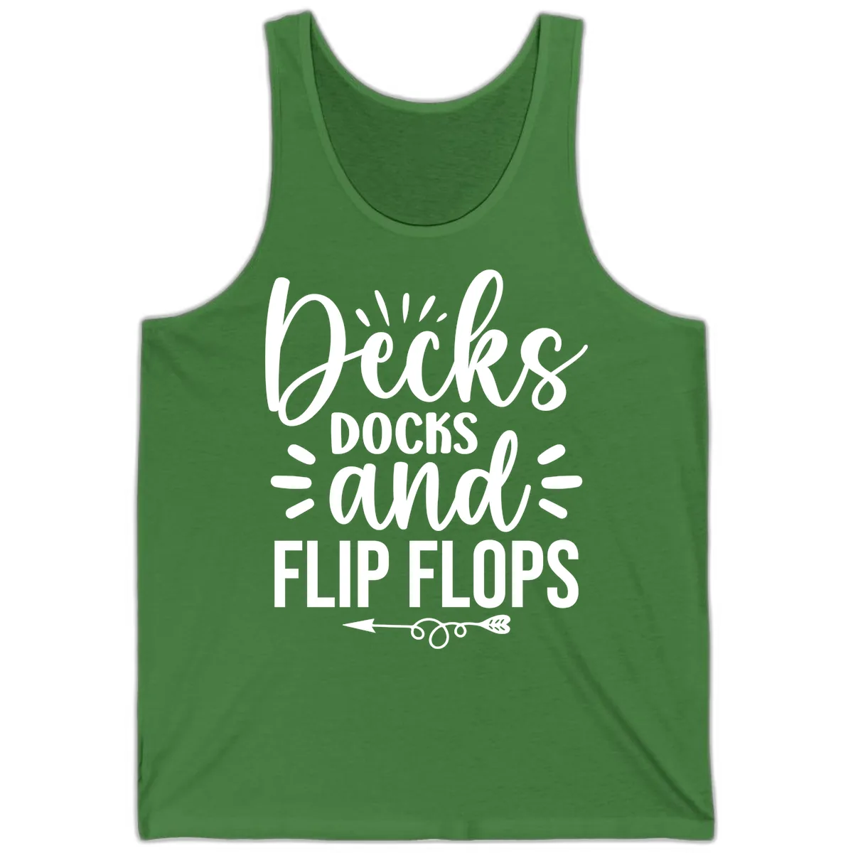 Decks Docks and Flip Flops Design Tank in Leaf