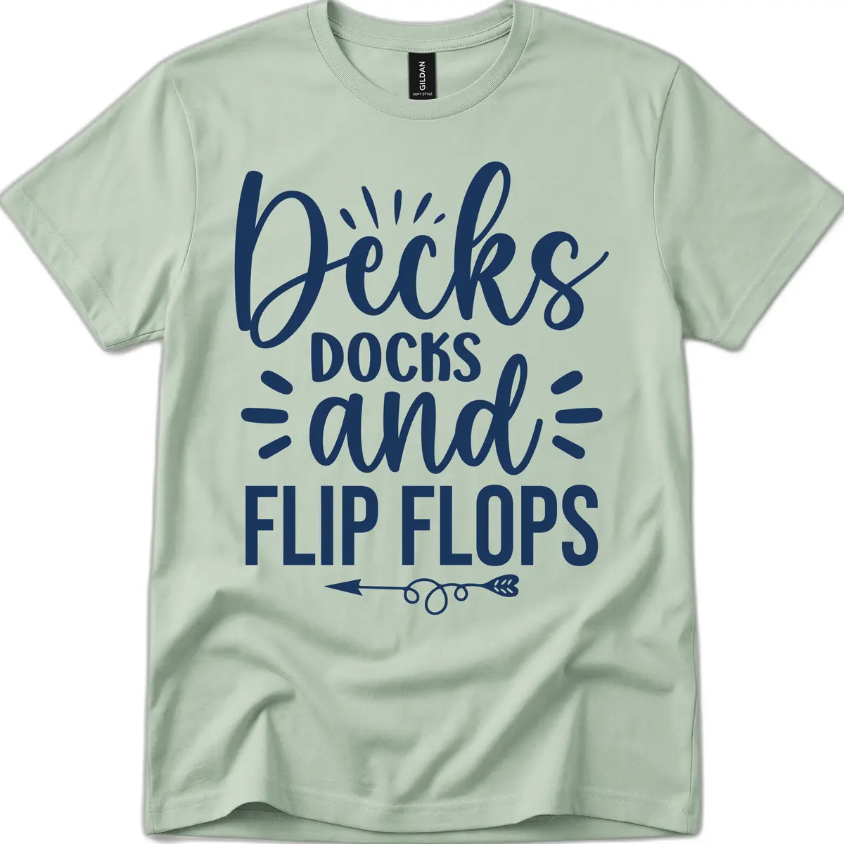 Decks Docks and Flip Flops Design T-Shirt in Sage