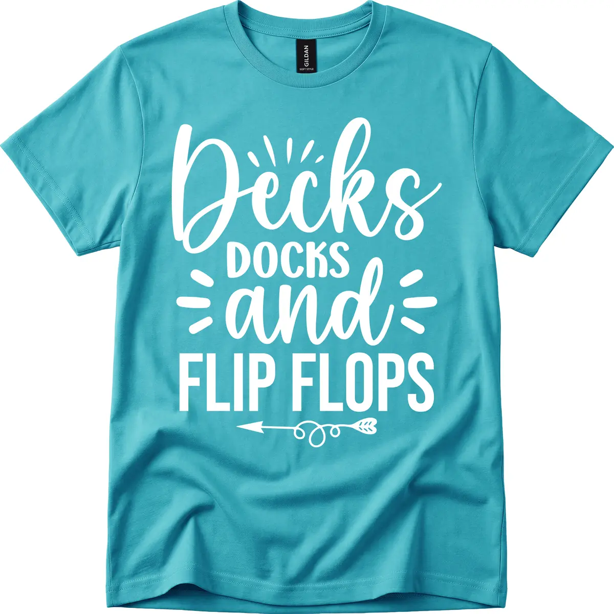 Decks Docks and Flip Flops Design T-Shirt in Tropical Blue