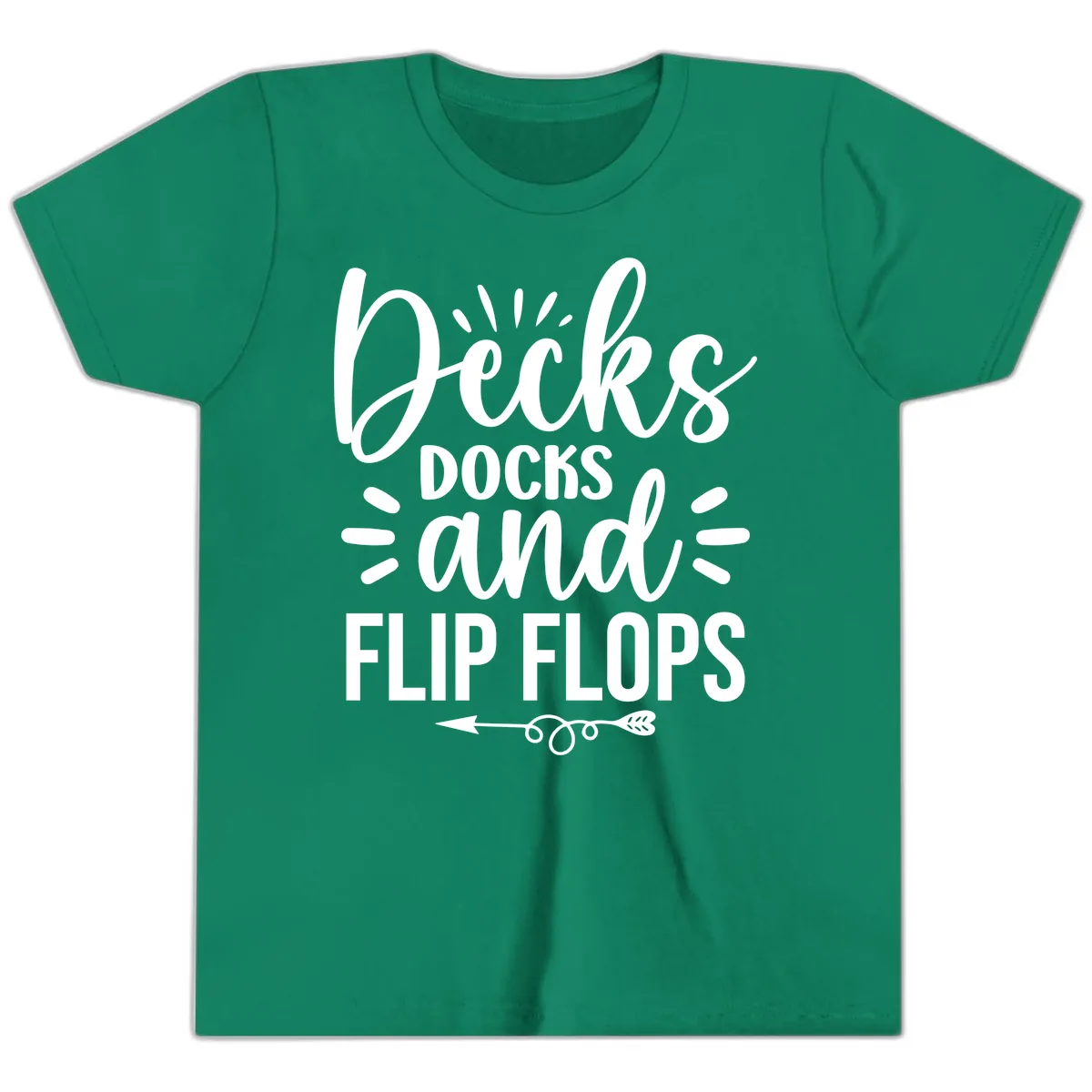 Decks Docks and Flip Flops Design Youth T-Shirt in Kelly