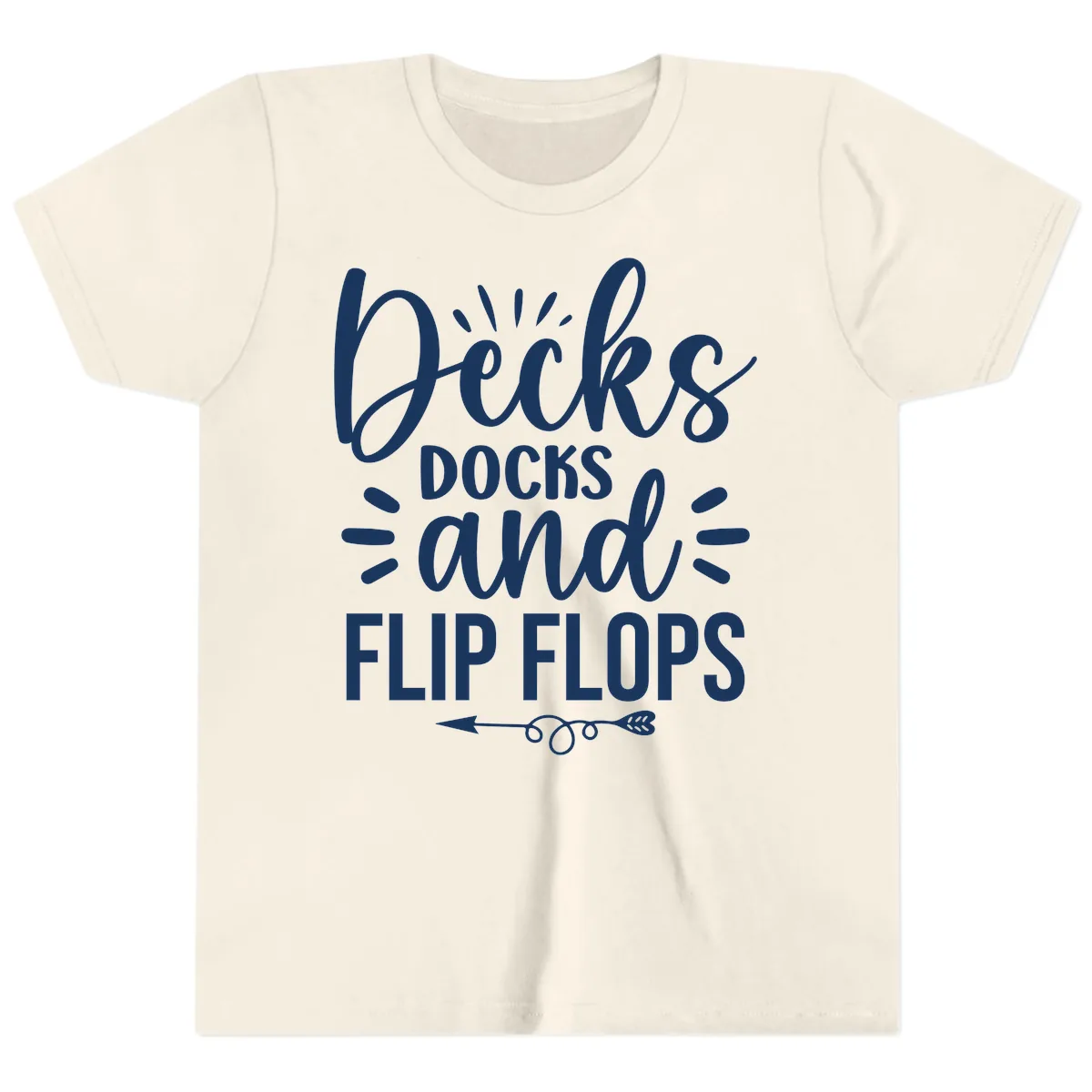 Decks Docks and Flip Flops Design Youth T-Shirt in Natural
