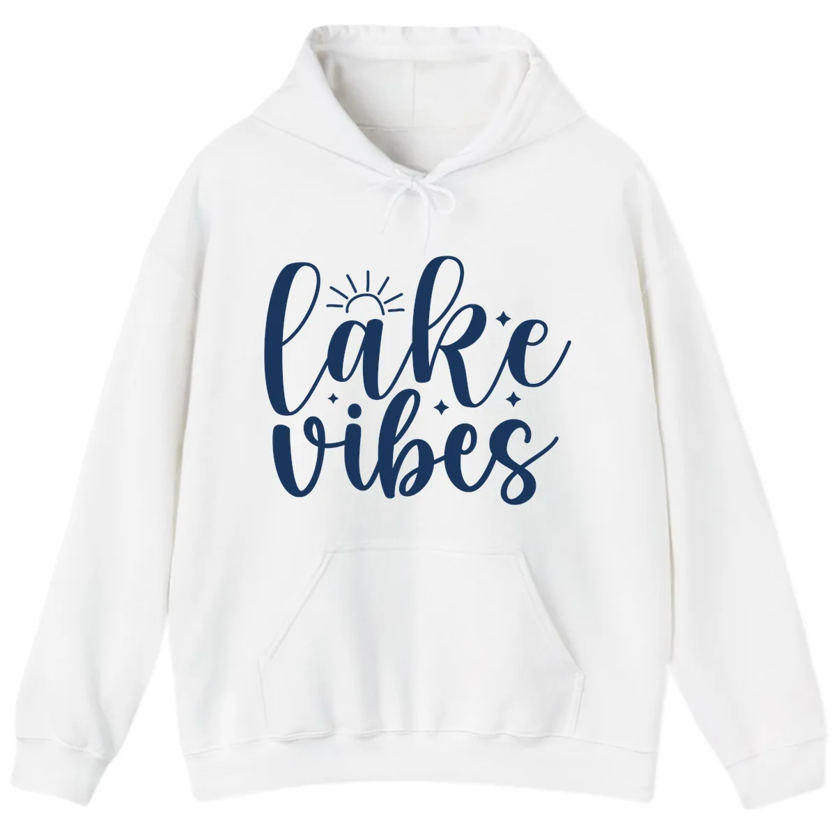 Lake Vibes Script Design Hoodie in White