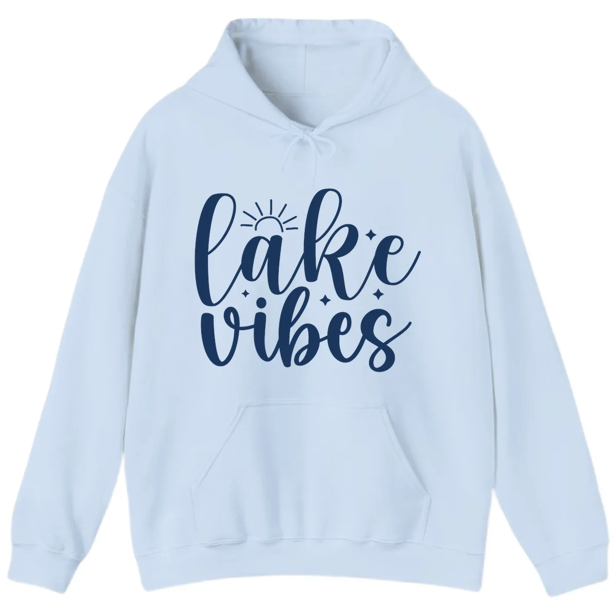 Lake Vibes Script Design Hoodie in Light Blue