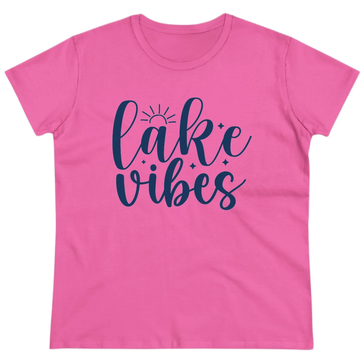Lake Vibes Script Design Ladies Tee in Azalea