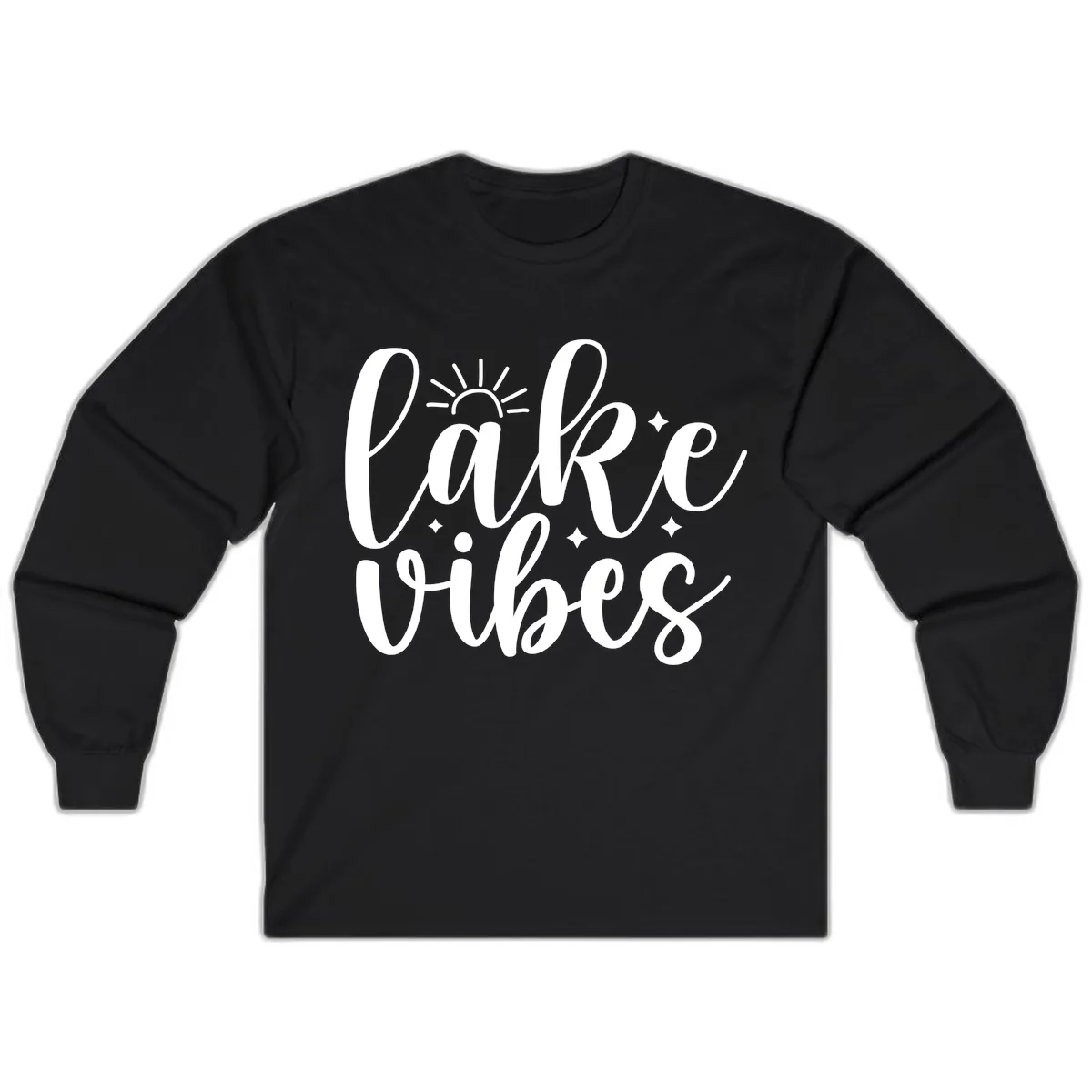 Lake Vibes Script Design Long Sleeve in Black