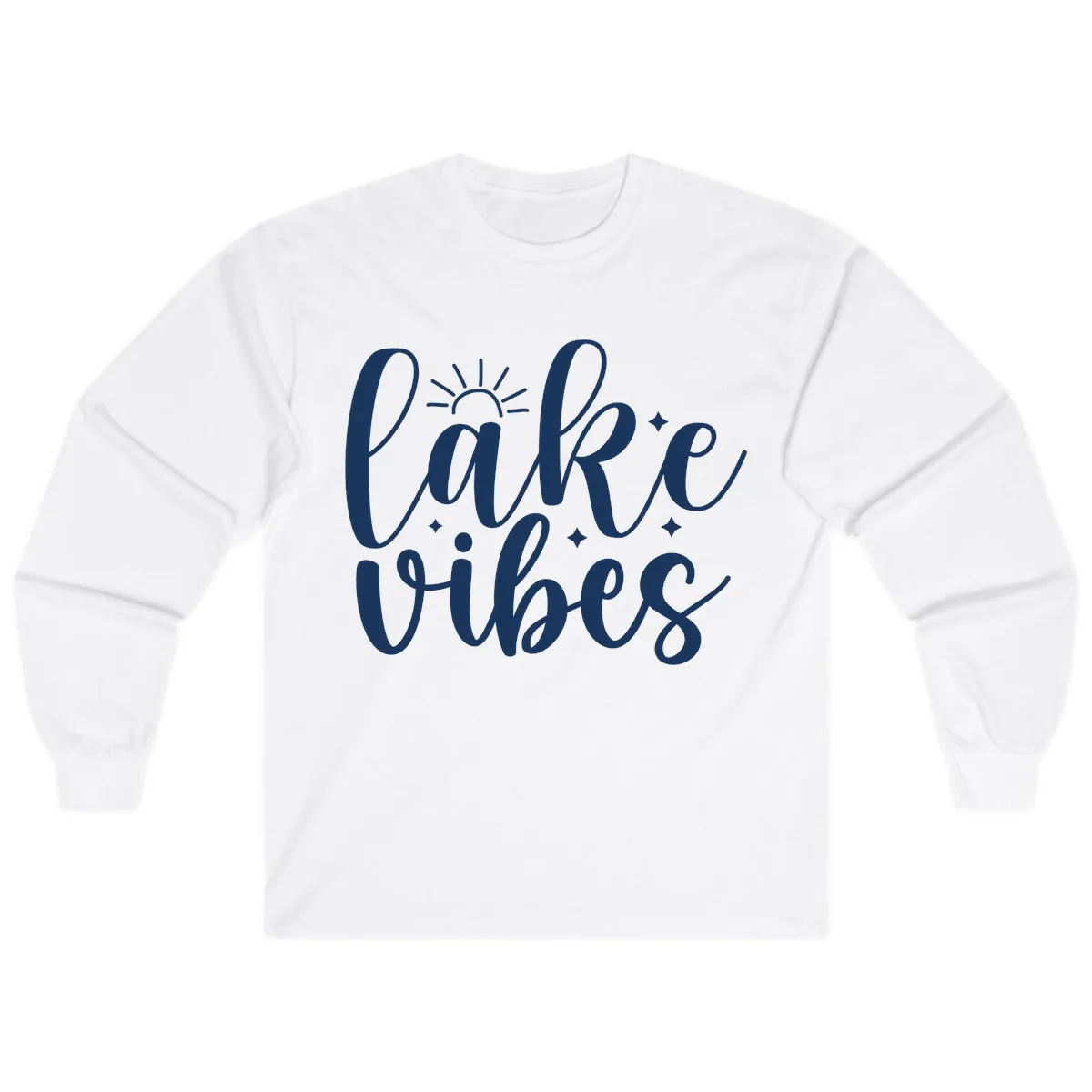 Lake Vibes Script Design Long Sleeve in White