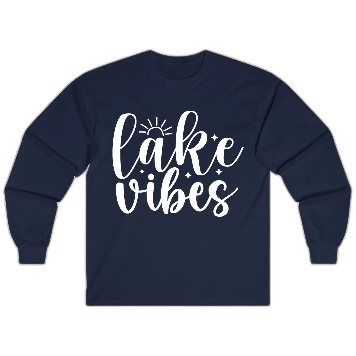Lake Vibes Script Design Long Sleeve in Navy