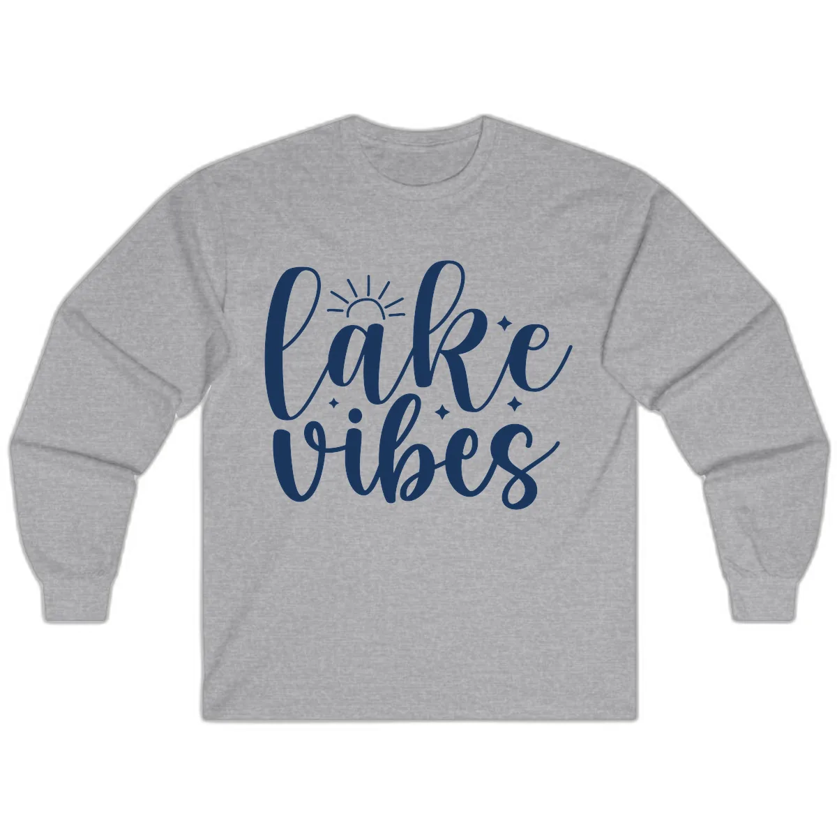 Lake Vibes Script Design Long Sleeve in Sport Grey