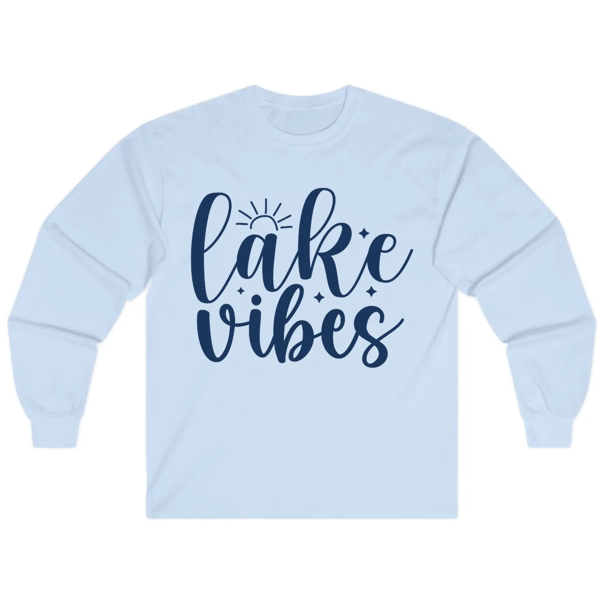 Lake Vibes Script Design Long Sleeve in Light Blue