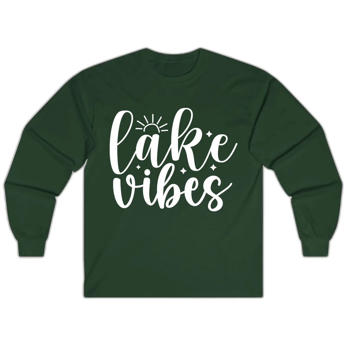 Lake Vibes Script Design Long Sleeve in Forest Green