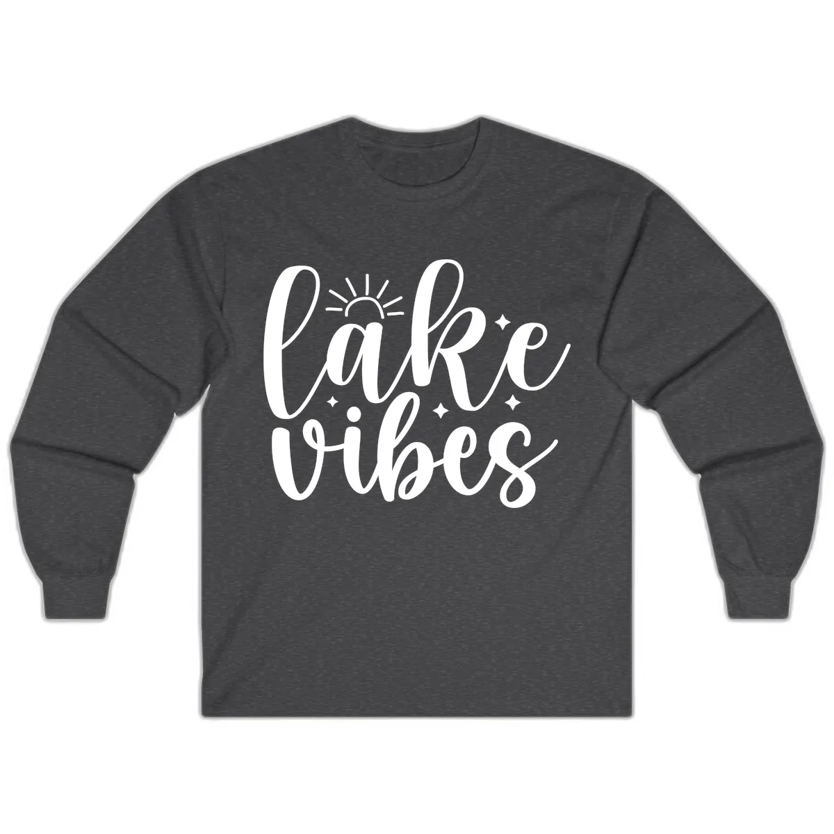 Lake Vibes Script Design Long Sleeve in Dark Heather