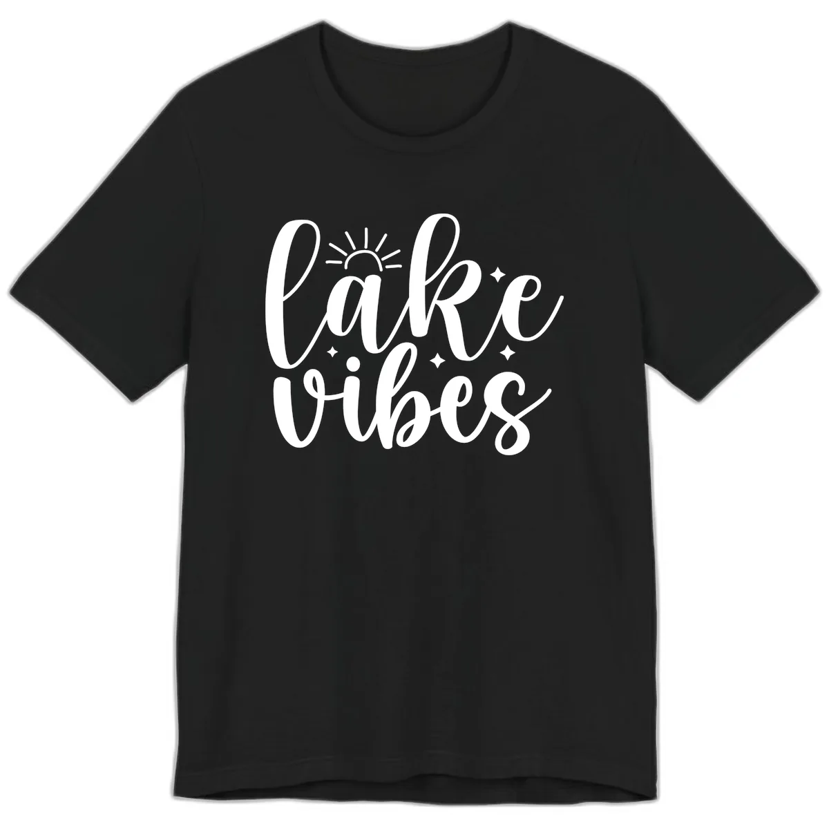 Lake Vibes Script Design Premium T-Shirt in Black