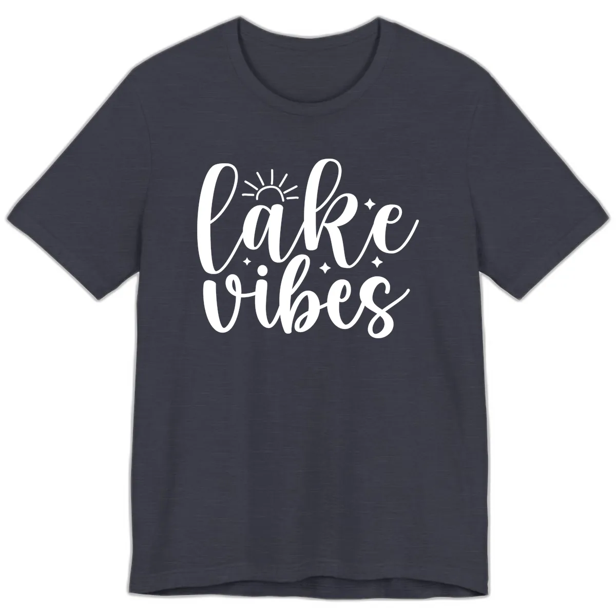 Lake Vibes Script Design Premium T-Shirt in Heather Midnight Navy