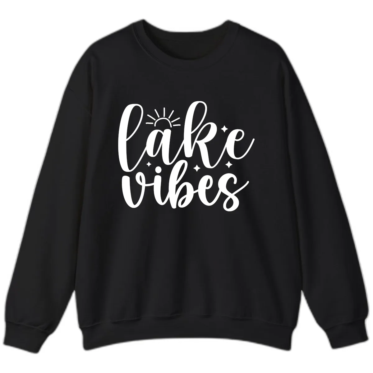 Lake Vibes Script Design Sweatshirt in Black
