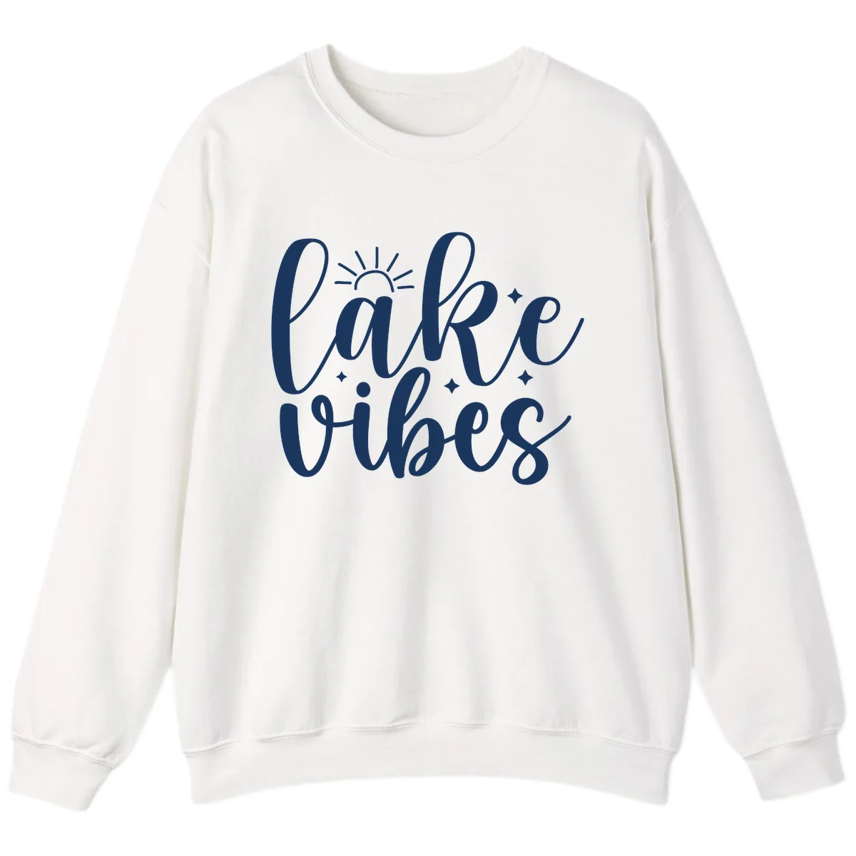 Lake Vibes Script Design Sweatshirt in White
