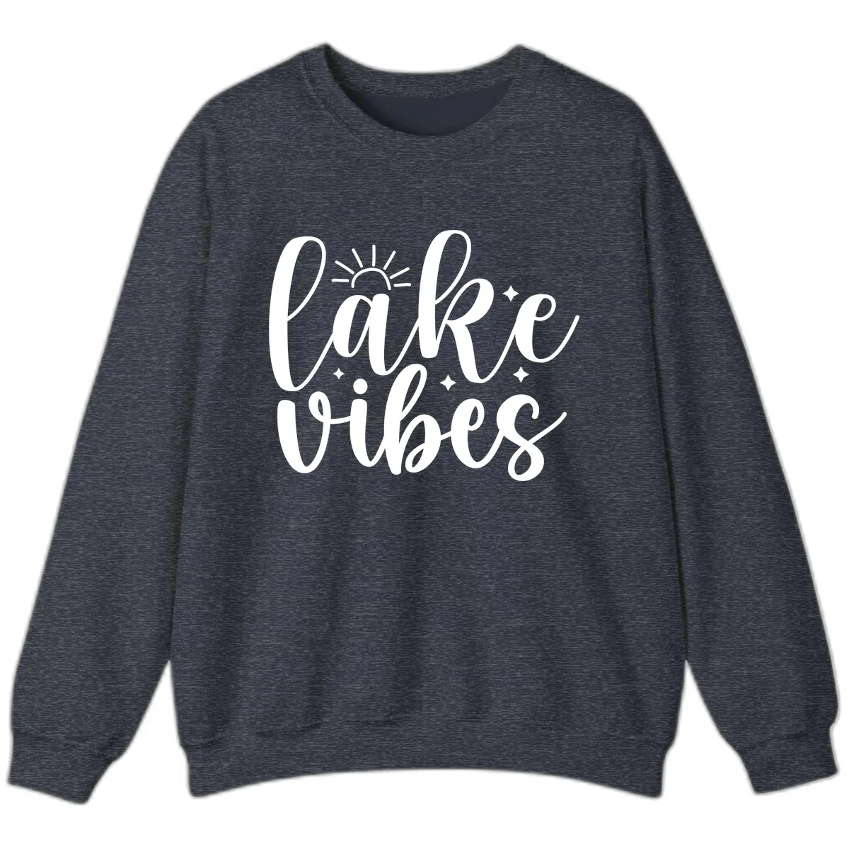 Lake Vibes Script Design Sweatshirt in Heather Sport Dark Navy