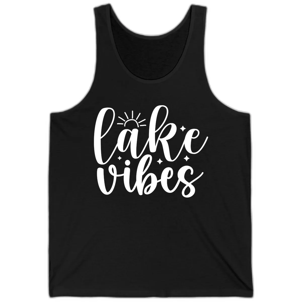 Lake Vibes Script Design Tank in Black