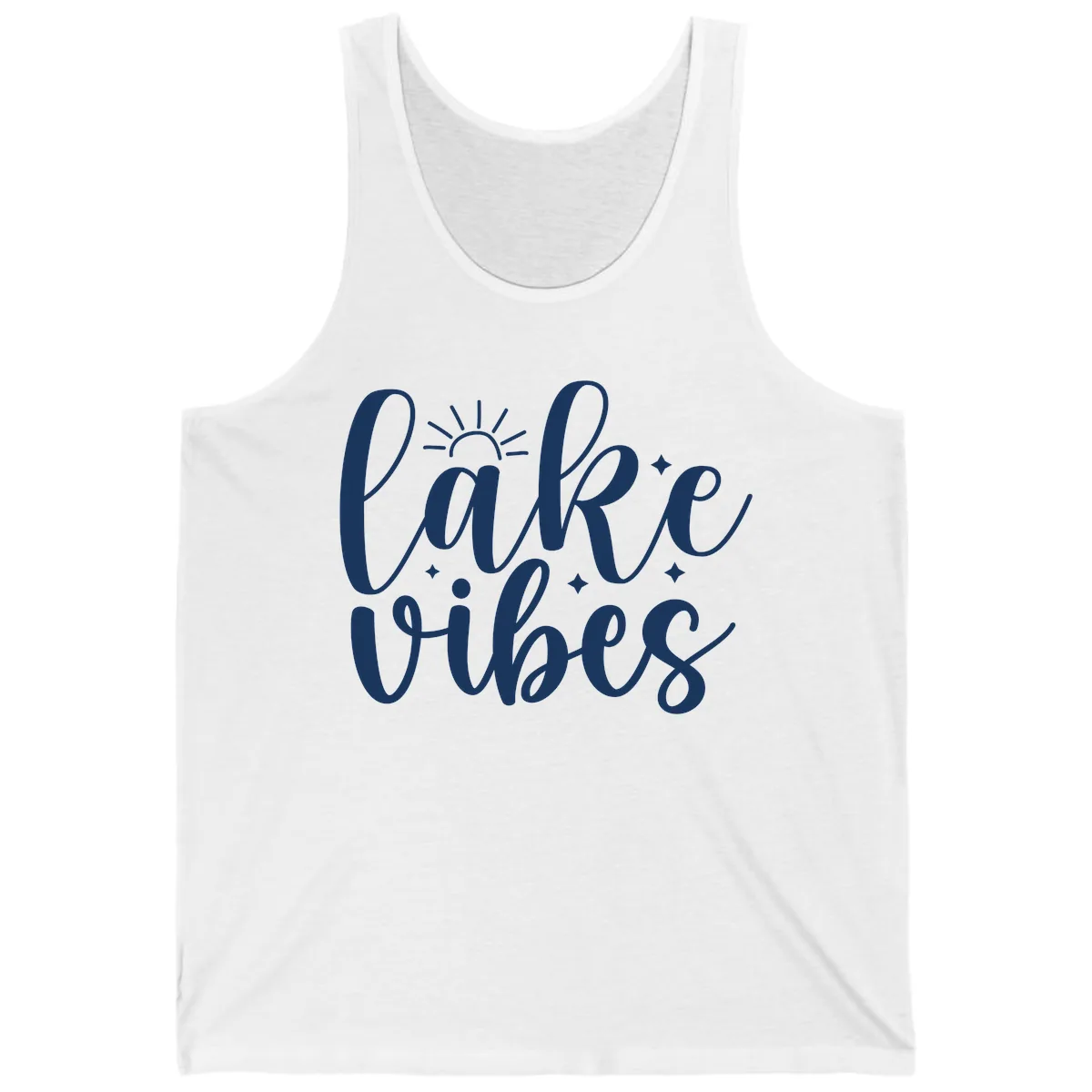 Lake Vibes Script Design Tank in White