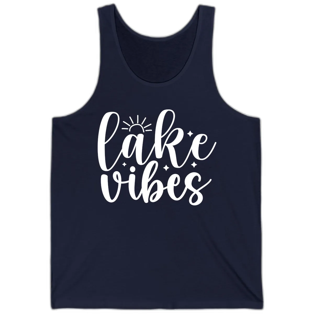 Lake Vibes Script Design Tank in Navy