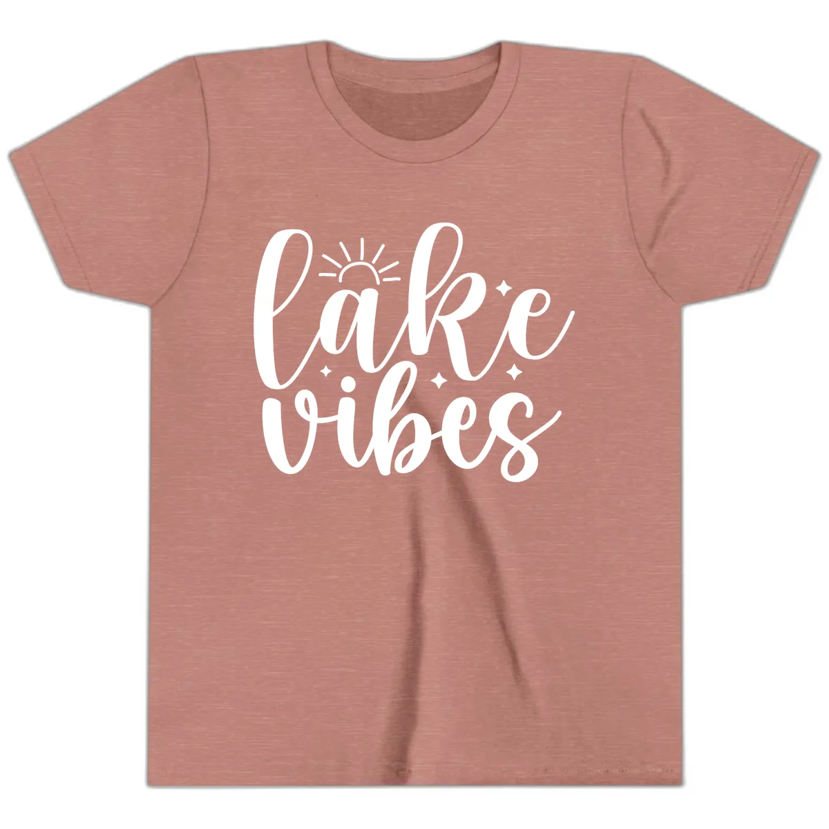 Lake Vibes Script Design Youth T-Shirt in Heather Mauve