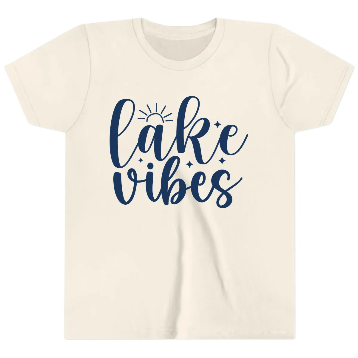 Lake Vibes Script Design Youth T-Shirt in Natural