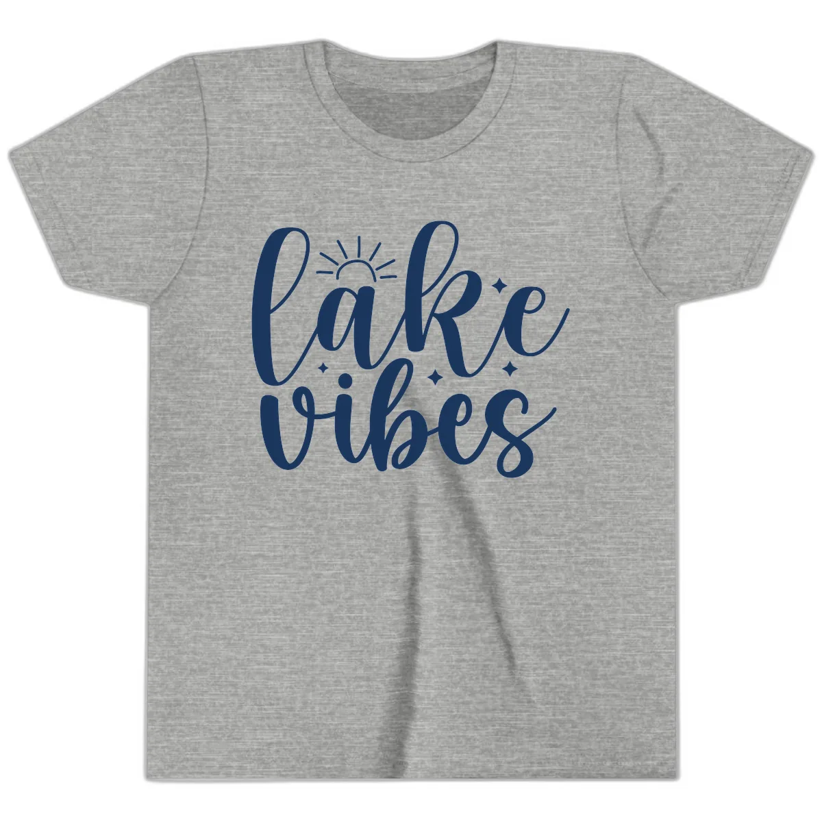 Lake Vibes Script Design Youth T-Shirt in Athletic Heather