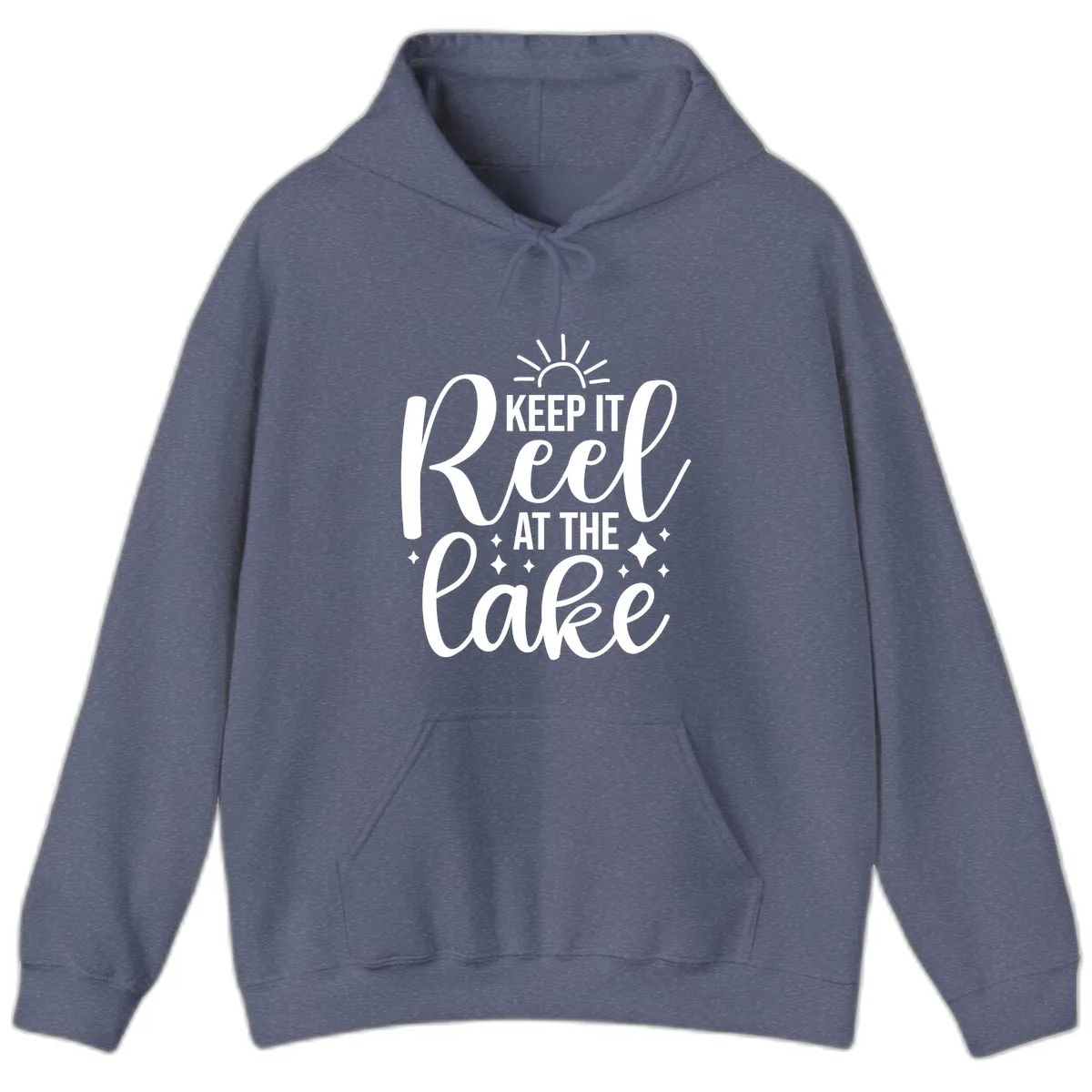 Keep It Reel At The Lake Design Hoodie in Heather Navy