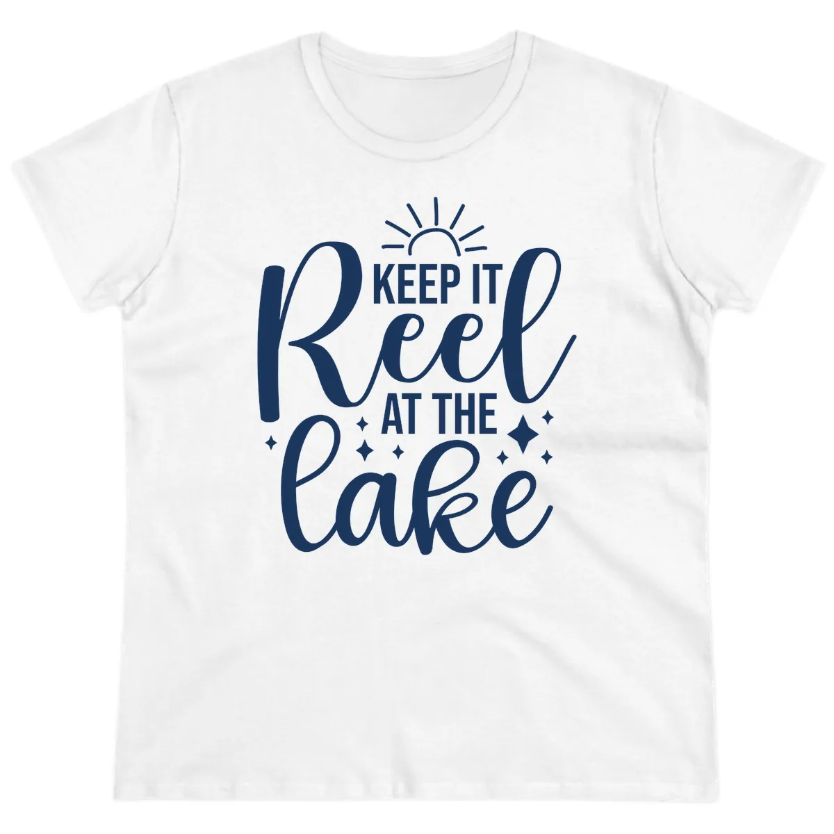 Keep It Reel At The Lake Design Ladies Tee in White